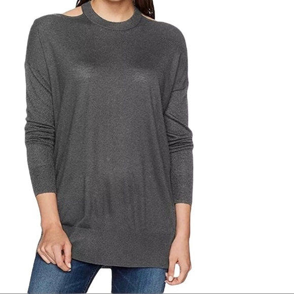 Splendid Cold Shoulder Cashmere Blend Crewneck Tunic Sweater Size Medium - Picture 7 of 7